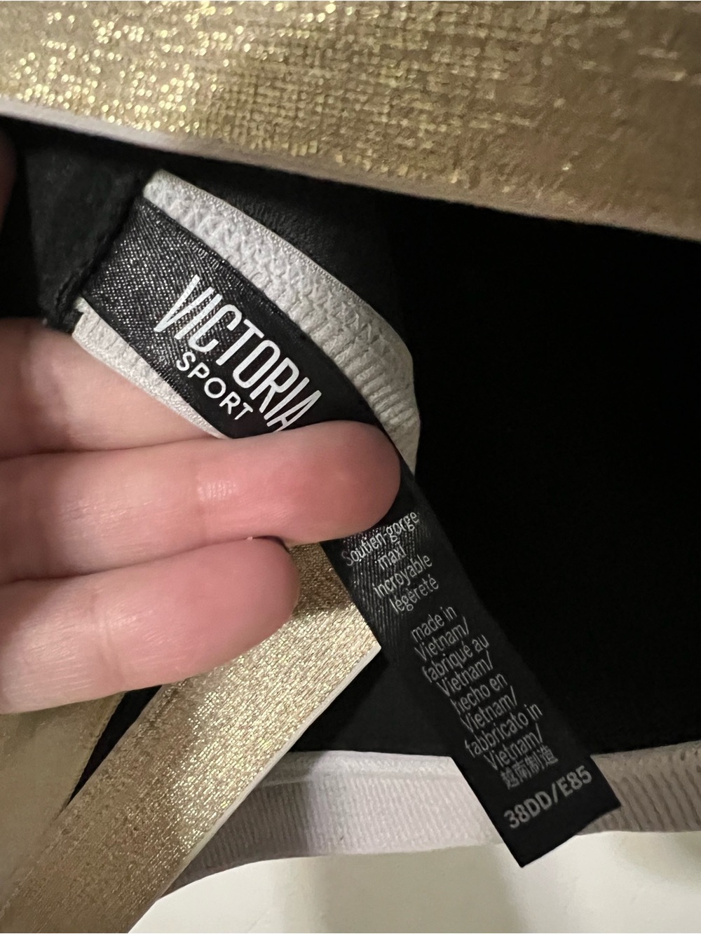 Victoria's Secret Black Racerback Sports Bra with Gold-Strap Accents - Picture 3 of 4